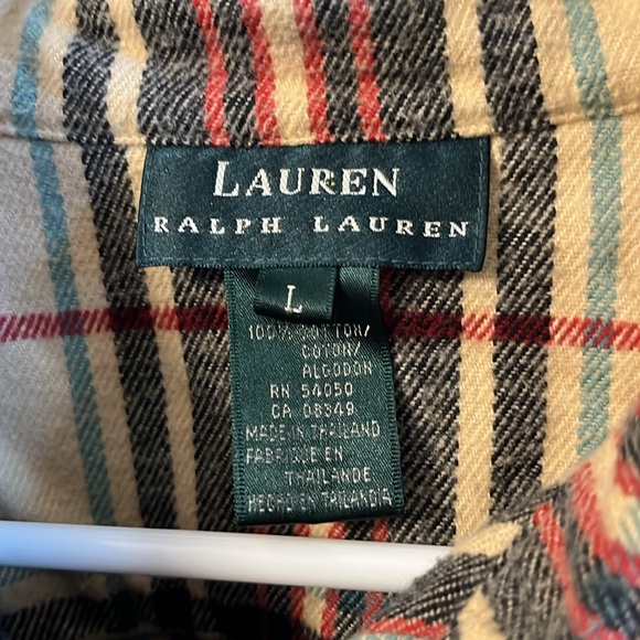 Lauren Ralph Lauren Plaid Cotton Flannel Shirt L - Picture 5 of 5